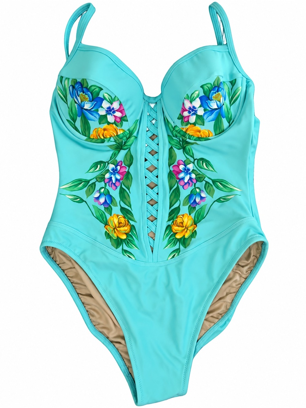 Vintage Gottex Saks Fifth Avenue Floral One Piece Swimsuit Size 10